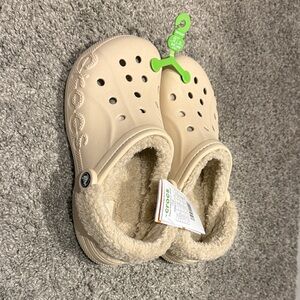 CROCS Cream Fuzzy Lined Clogs